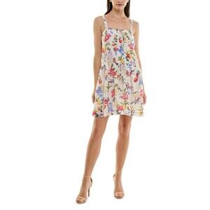 Taylor Womens Floral Button Down Pintuck Drop Waist Day Mini Dress Sz 10 1337N2